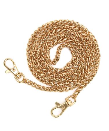 Luxiv Purse Chain Replacement, Women Purse Chains Gold Handbag Chains DIY Shoulder Cross Body Bag Chain 47'' Metal Handbag Gold Cross Body Chain Replacement Straps Chain Purse Making Supplies (Gold)