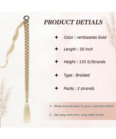Fulang Hair 2pcs Braid Ponytail Extension - Faded Gold Braided Hair Tie for Long Ponytail Art - Ideal for Women - Buy Online on SooperMarket.com