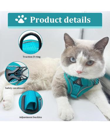 Fineasy Cat Dishes with Adjustable Leash - Outbreak-Proof Harness & Soft Cat Kitten Dog Breastware (Green S) | Shop Internationally - Buy Online on SooperMarket.com