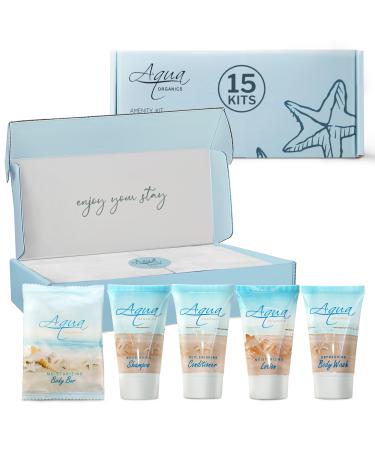 1-Shoppe All-in-Kit|Aqua Organics Amenity Kit|Boxed Hotel Toiletries|Bulk Set 1oz Travel Size Shampoo Conditioner Lotion Body Wash & Bar Soap for Guest Hospitality AirBnB/Vacation Rentals|75 Pieces
