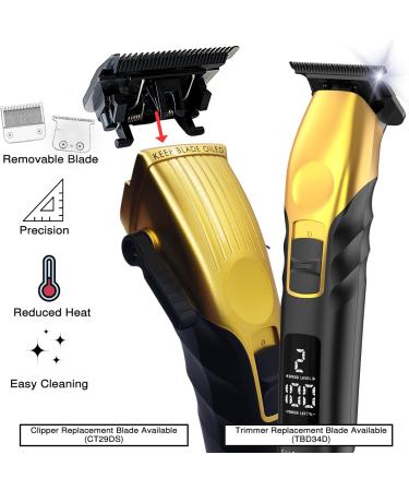 Supreme Trimmer 2-in-1 Beard Trimmer & Hair Clipper Combo | Cordless Professional Barber Tools with LCD Display & Removable Blades | STB280 Gold - Shop Now for Worldwide Shipping - Buy Online on SooperMarket.com