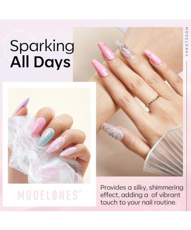 Modelones Glitter Gel Top Coat 2 in 1 Pearl Gel Nail Polish Clear Glitter Glossy Sparkle Finish Long Lasting Soak Off Mermaid Shimmer Pearlescent Glitter Gel Polish Nail Art Home DIY 10 ML - Buy Online on SooperMarket.com