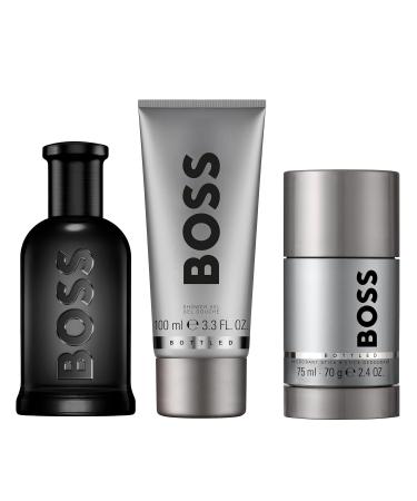 Hugo Boss Bottled Parfum Woody Ambery Men's Cologne With Notes of Leather Orris & Wood Long Lasting Fragrance 3 piece set (3.3 fl oz. + 3.3 fl oz. + 2.4 Ounce) - Buy Online on SooperMarket.com