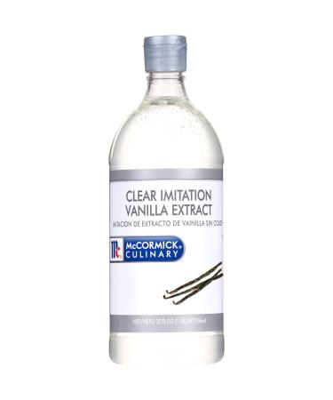 McCormick Culinary Clear Imitation Vanilla Extract, 32 fl oz - One 32 Fluid Ounce Bottle of Clear Vanilla Flavoring for Baking, Perfect in Baked Goods, Frostings, Custards and Desserts 32 Fl Oz (Pack of 1)