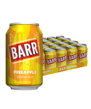 BARR since 1875 Sparkling Pineapple Soda No Sugar Pineapple Flavoured Fizzy Drink "Fizzingly Fun" - 24 x 330ml Cans Pineapple - No Sugar 330ml | 24 Cans