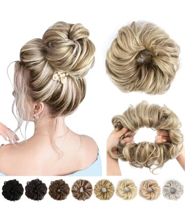 Vlasy Messy Bun Hair Piece for Women Curly Wavy Hair Scrunchies Bun Extensions Hairpieces Synthetic Hair Chignons Accessories Updo for Girls(18/22# 60g) 60g 18/22#