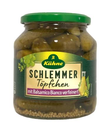 Khne Schlemmertpfchen Mild-Spicy Gherkins with Balsamico Bianco 6-Pack (6x300g) | Extra Crunchy & Delicious International Shipping - Buy Online on SooperMarket.com