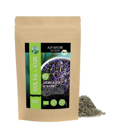 Organic lavender blossoms (100g (3.5oz)) organic dried lavender blossoms lavender from controlled organic cultivation organic lavender blossoms 100% natural without additives 100 GR (3.5oz)