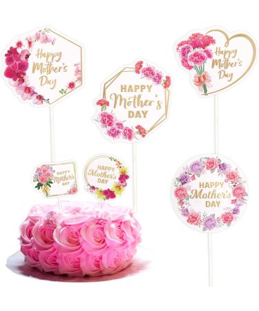 Happy Mother s Day Cupcake Toppers 24PCS Best Mom Ever Floral Cake Toppers Mother s Day Cake Decorations Mother Birthday Party Decorations Supplies - Buy Online on SooperMarket.com