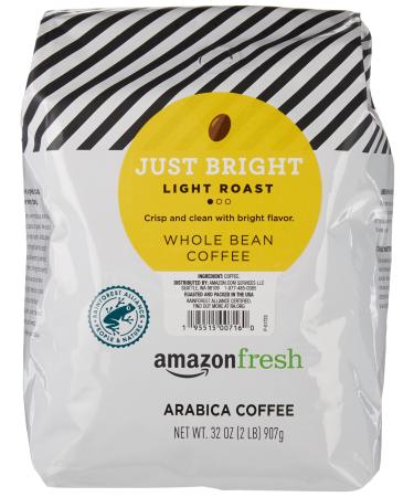 AmazonFresh Just Bright Whole Bean Coffee, Light Roast, 32 Ounce