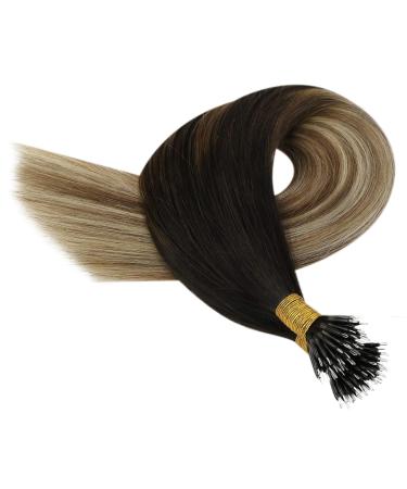 Youngsee Nanoring Extensions - Real Hair Balayage 35cm Nano Hair Extensions | Brown & Blond Shades | 50g #2/6/24 - Buy Online on SooperMarket.com