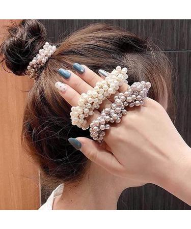 Runmi Hair Ties | 3 Pack Pearl Scrunchies & Beaded Ponytail Holders | Stylish Hair Accessories for Women & Girls - Buy Online on SooperMarket.com
