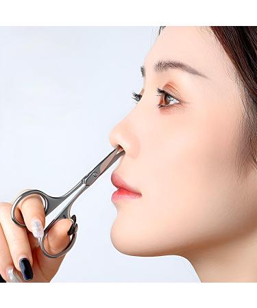 Stainless Steel Curved Nose Hair Scissors - Professional Trimming Tool for Ear, Nose, Eyebrows, Eyelashes - Rounded Safety Blades (Black) - Buy Online on SooperMarket.com