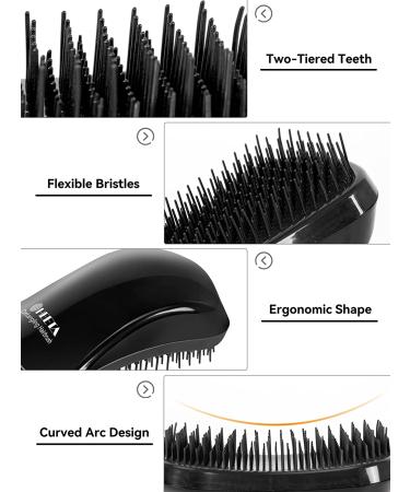 HEETA Detangling Hairbrush for Fine, Fragile, Color-Treated Hair - Knot-Free Hairbrush for Curly, Natural, Straight, Wet or Dry Hair - Ideal for Men, Women, Kids, and Pets - Black - Buy Online on SooperMarket.com