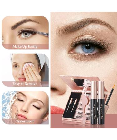 Magnetic Eyelashes with Eyeliner Kit - 6 Pairs 3D Natural Look Reusable False Lashes - Long Lasting Magnetic Liner - Includes Mirror Box and Professional Tweezers - No Glue Needed - Buy Online on SooperMarket.com