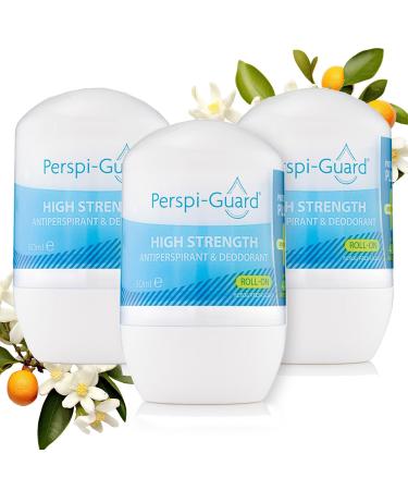 Perspi-Guard Strong Antiperspirant and Roll-On Deodorant with Neroli 48-Hour Scented Deodorant for Men and Women to Prevent Sweating and Odours w/Aloe Vera and Kojic Acid - Triple Pack
