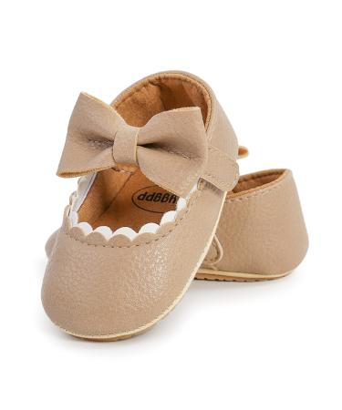 RVROVIC Baby Girl Moccasins Princess Mary Jane Flat Dresses Shoes Premium Lightweight Soft Sole Crib Shoes Toddler Shoes 12-18 Months B Beige