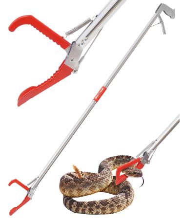 ZOTO 47" Snake Grabber Tool Collapsible Snake Catcher Tongs Professional Reptile Grabber Rattle Wide Jaw Handling Tool with Lock for Rattlesnake Red