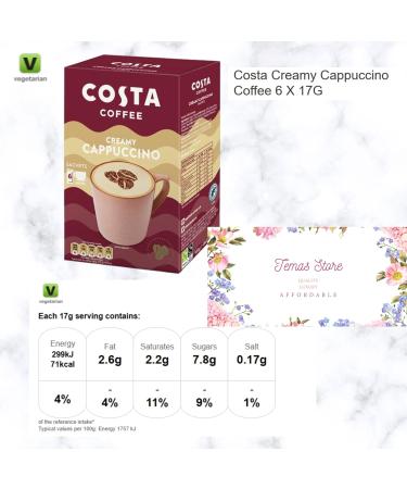 Temas Costa Coffee Instant Coffee Sachets Bundled With Reusable Coffee Cup Sleeves & Coffee Stirrers | Creamy Cappuccino | Coffee Gifts (Creamy Cappuccino) - Buy Online on SooperMarket.com