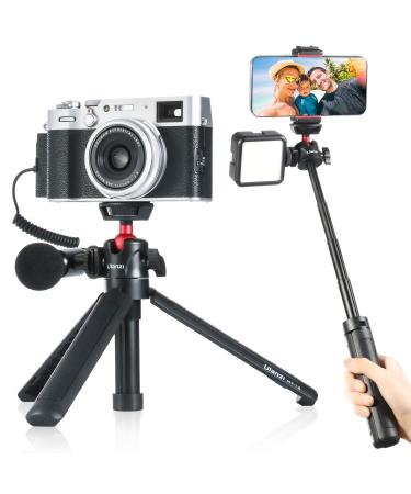 Ulanzi MT-16 Camera Tripod Stand Holder, Mini Tabletop Tripod Selfie Stick with Cold Shoe, Travel Tripod for iPhone 12 Canon G7X Mark III Sony ZV-1 RX100 VII A6600 Vlogging Filmmaking Live Streaming Black