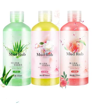 350ml Rubbing Mud for Skin - Mud Rubbing Artifact Mud Scrub Cream Rubbing Mud Gel Mud Rub Exfoliating Mud Run Scrub Cream Skin Cleansing Gel Mud Rub Gentle Exfoliation for Whole Body (Mixed 3Pcs)