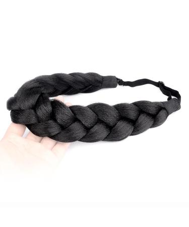DIGUAN Afro Thick Yaki Straight Wide 2 Strands Synthetic Braided Headband for Black Women - Kinky Straight Natural Black Hairpiece - Buy Online on SooperMarket.com