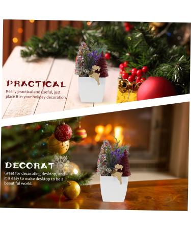 HOMSFOU 5pcs Christmas Simulation Potted Plant Tiny Christmas Tree Christmas Pine Tree Artificial Plant for Desk Decor Fake Plant Christmas Plant Decoration Small Plant Plastic Office Mini Goldenx5pcs 21X11cmx5pcs - Buy Online on SooperMarket.com