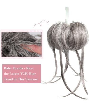 REECHO Super Long Tousled Updo Hair Bun Extensions - Gray/Brown Mix | Messy Bun Hair Piece with Elastic Band for Women - Buy Online on SooperMarket.com