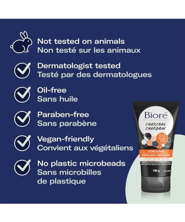 Bior Charcoal Acne Scrub Exfoliating Wash for the Face (130 g) - Buy Online on SooperMarket.com