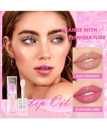 Color Changing Lip Oil & Pink Shimmer Lipstick | Hydrating Tinted Gloss for Dry Lips | Plumping Glitter Lip Balm - Buy Online on SooperMarket.com