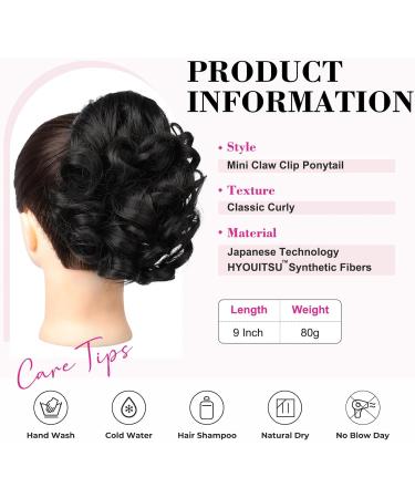 REECHO Short Curly Wavy Ponytail Extension | Claw Clip Hairpiece for Women - Black - Buy Online on SooperMarket.com