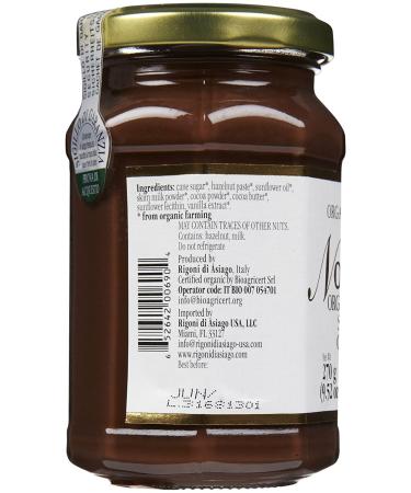 Nocciolata Organic Hazelnut Spread 9.52 oz - Premium Quality, All-Natural Ingredients (Pack of 1) - Buy Online on SooperMarket.com