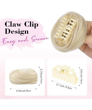 REECHO 2 PCS Mini Claw Clip in Messy & Cat Ears Hair Bun Extensions Wig Accessory Updo Hairpieces for Women Girls (Pack of 2-3" Straight Light Blonde) Pack of 2 - 3" Straight Light Blonde - Buy Online on SooperMarket.com