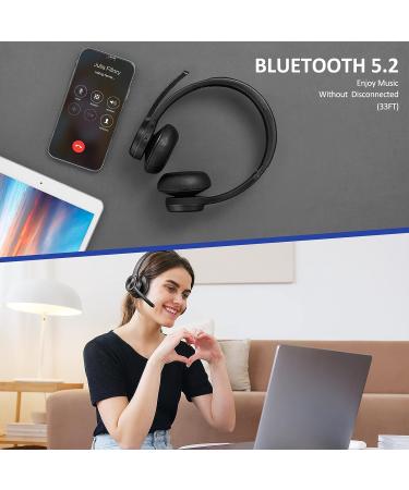 EKVANBEL Bluetooth Headset V5.2 with Adapter - Wireless Headphones with Noise Cancelling Microphone - On Ear Headset for Cell Phones, Laptop, Computer - M102 - Buy Online on SooperMarket.com
