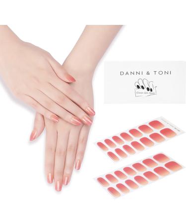 Danni & Toni 28 Self-Adhesive Gel Nail Stickers in Lost Horizon - Salon-Quality Manicure Set with Gradient Light Red Tips - Buy Online on SooperMarket.com