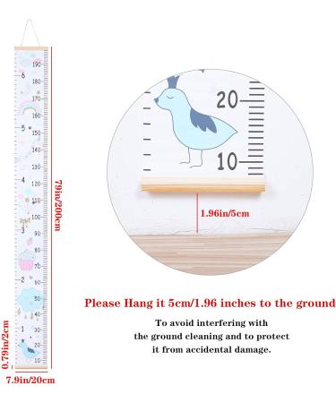 Heyu-Lotus Kids Height Chart 200X20CM | Unicorn 2 | Wall Hanging Growth Chart for Boys and Girls | Removable Canvas and Wood Measuring Ruler | Children Bedroom Decoration - Buy Online on SooperMarket.com