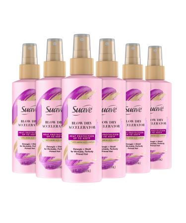 Suave Heat Protection Spray For Hair and Detangler Spray Heat Spray Protection For Hair Up To 450 F 6Oz (Pack of 6)