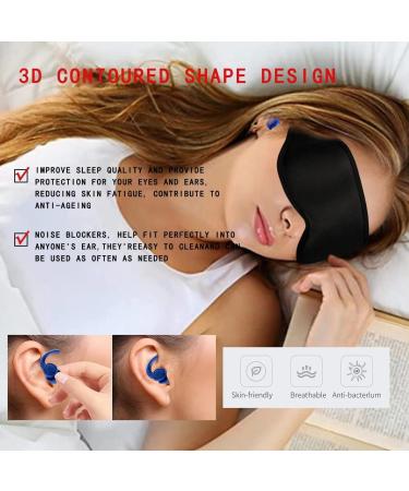 3D Contoured Sleep Mask with Ear Plugs - Lightweight, Blocks Out Light, Noise Cancelling, Adjustable Strap - Reusable, 33dB SNR - Buy Online on SooperMarket.com