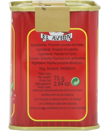 El Avion Smoked Hot Paprika 75g - Pimenton Picante Ahumado - Red Pack of 1 - Buy Online on SooperMarket.com