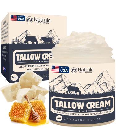 Beef Tallow Cream All Natural Grass Fed Beef Tallow and Honey All Purpose Balm Moisturizing Face and Body Lotion for Eczema Cracked Dry Itchy Irritated Skin Skin Repair Skincare Made in USA