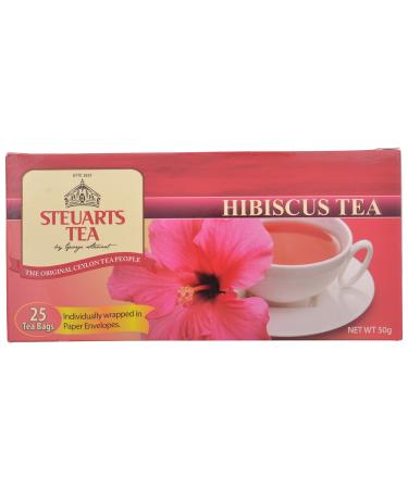 Steuarts Tea - Hibiscus Tea 25 Tea bags 50g |Pure Natural Hibiscus Herbal Tea Bags | Caffeine Free | Traditional Healing