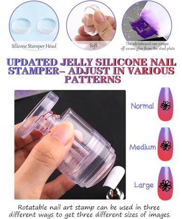 EBANKU 8 PCS Nail Stamping Plates Set - Flowers, Butterflies, Leaves & Ripples | DIY Nail Art Decoration Kit with Rotation Stamper & Scraper - Buy Online on SooperMarket.com