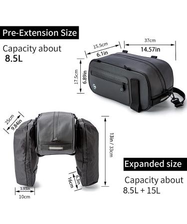 HuiJuKeJi Bike Trunk Bag - 23.5L Storage Pannier Saddle Bag with Reflective Strips | Waterproof Rear Cargo Rack | Expandable Luggage for Cycling - Buy Online on SooperMarket.com