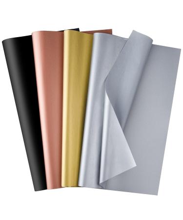 MIAHART 90 Sheets Metallic Gift Wrapping Paper Tissue Paper Bulk for Christmas Weddings Birthday Graduation Party Decor DIY Arts Crafts 20x14Inch (Metallic Gold Silver Rose Gold and Black) Multicolor
