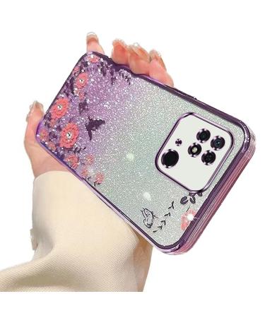 Tivenfezk nadoli glitter diamond case for xiaomi redmi 10c sparkle flower butterfly mobile phone cover soft gradient cover frame glossy silicone rhineau etui protective cover xiaomi redmi 10c purple