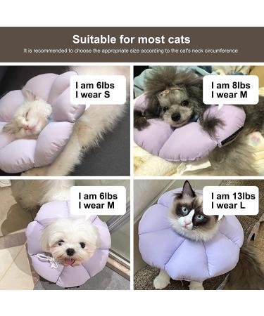 HiDREAM Cat Cone Collar | Cute & Waterproof Elizabethan E-Collar for Cats | Anti-Bite & Lick Wound Healing Collar | Safety Cat Recovery Collar | Medium - Purple - Buy Online on SooperMarket.com