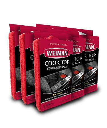 Weiman Cook Top Scrubbing Pads, 18 Count, 6 Pack Cuts Through The Toughest Stains - Scrubbing Pads Carefully Wipe Away Residue
