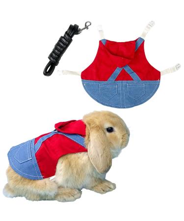 Adjustable soft rabbit dishes pet rabbit dishes rabbit dishes leash set adjustable rabbit leash for small animals rabbits cats guinea pig (m red) red m