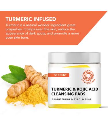 Turmeric Kojic Cleansing Pads - Exfoliating Face Pads for Acne Scars & Pore Cleaning - 50PCS | Skin Firming & Deep Clean - Buy Online on SooperMarket.com
