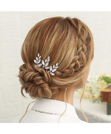 Easedaily Crystal Bride Wedding Hair Pins - Silver Rhinestone Bridal Hair Pieces (Pack of 3) - Buy Online on SooperMarket.com
